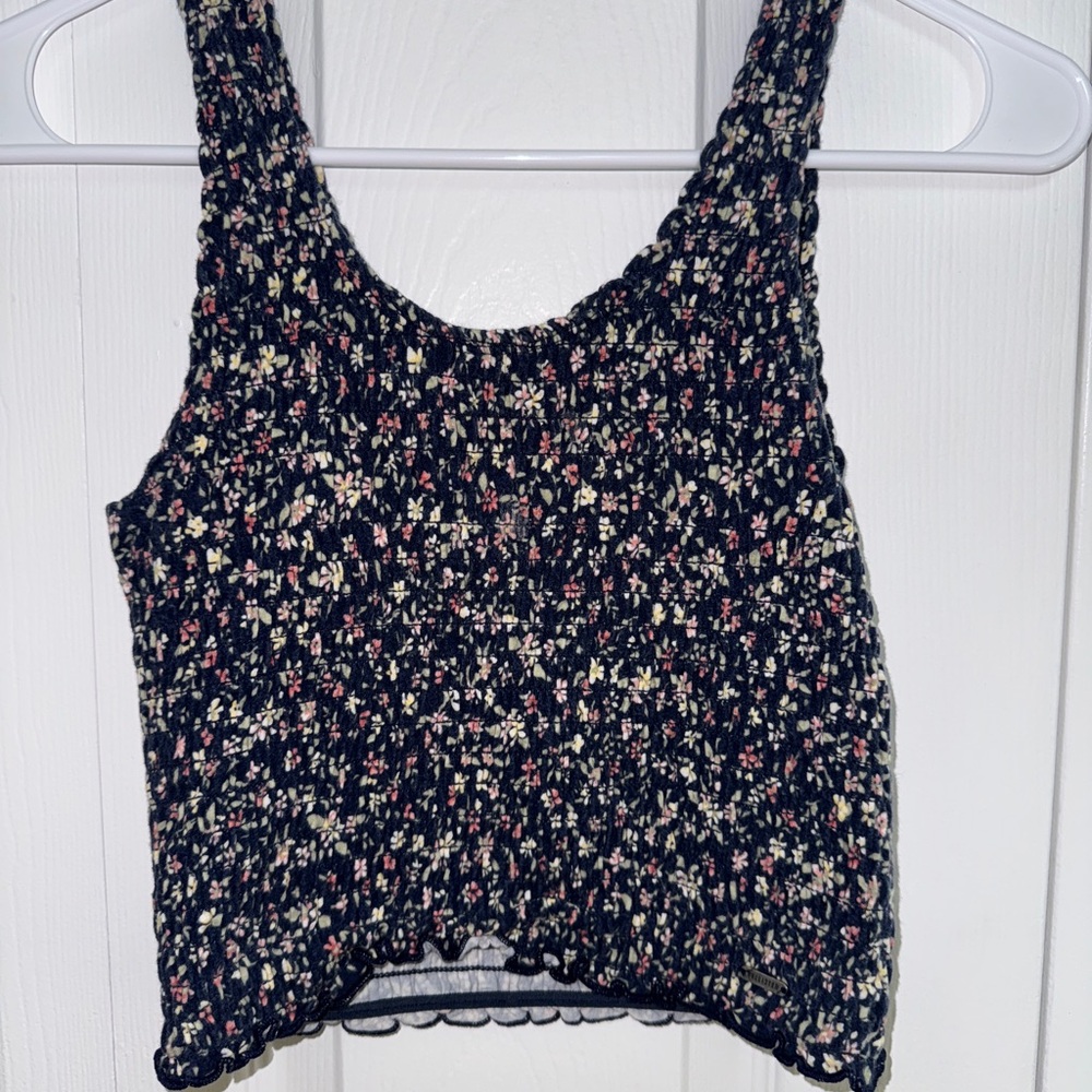 Hollister Black Floral Knit Tank Top